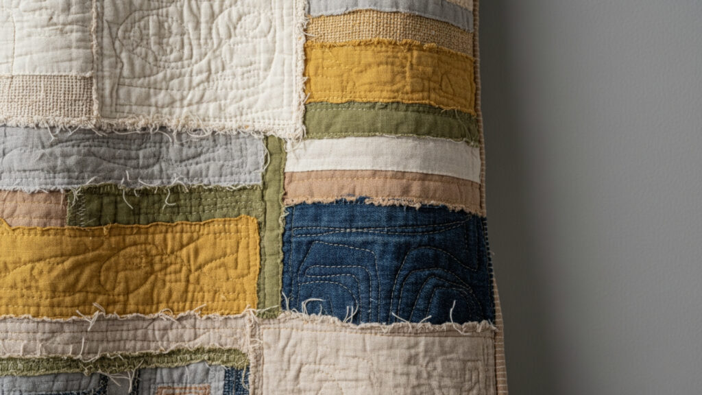 texture and fabric choices in abstract quilt designs