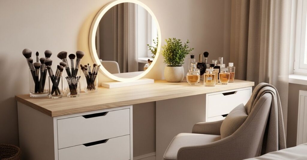 Aesthetic Vanity Table Hack Using IKEA Alex Drawers