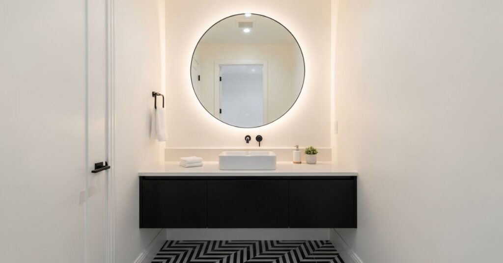 Black and White Powder Room Elegance