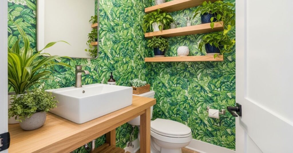 Botanical-Themed Powder Room Design