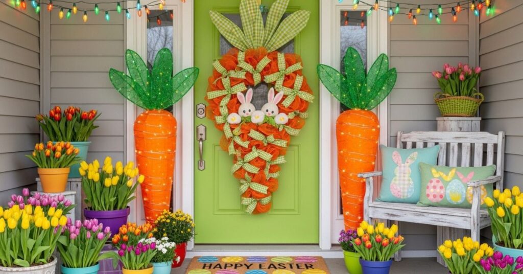 Carrot Themed Easter Door Decoration