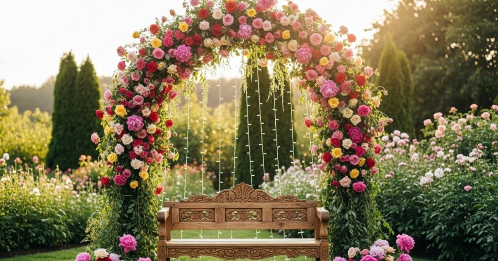 Colorful Flower Arch Photo Corner