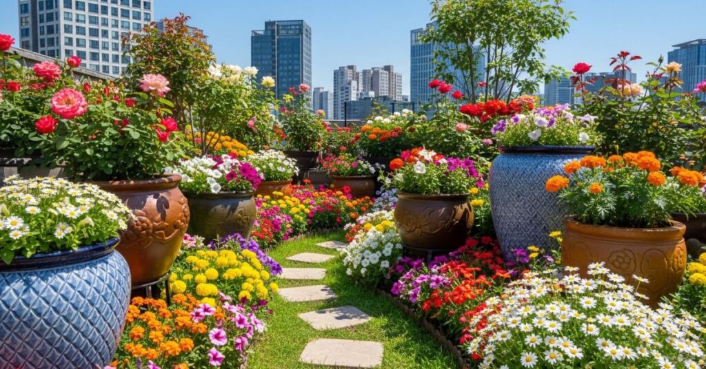 Colorful Flower Rooftop Garden