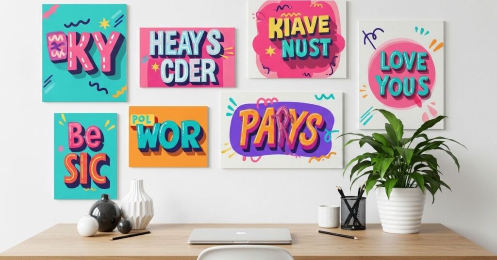 Colorful Typography Funky Wall Art