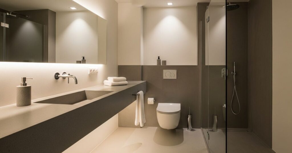 Contemporary Neutral Bathroom with Clean Geometry