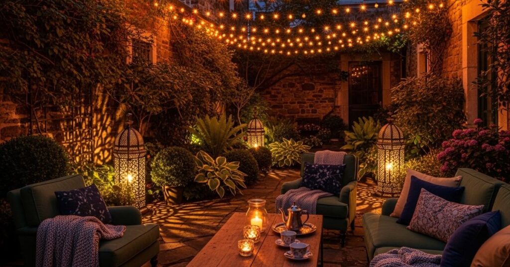 Courtyard Garden Ideas with Lighting Magic