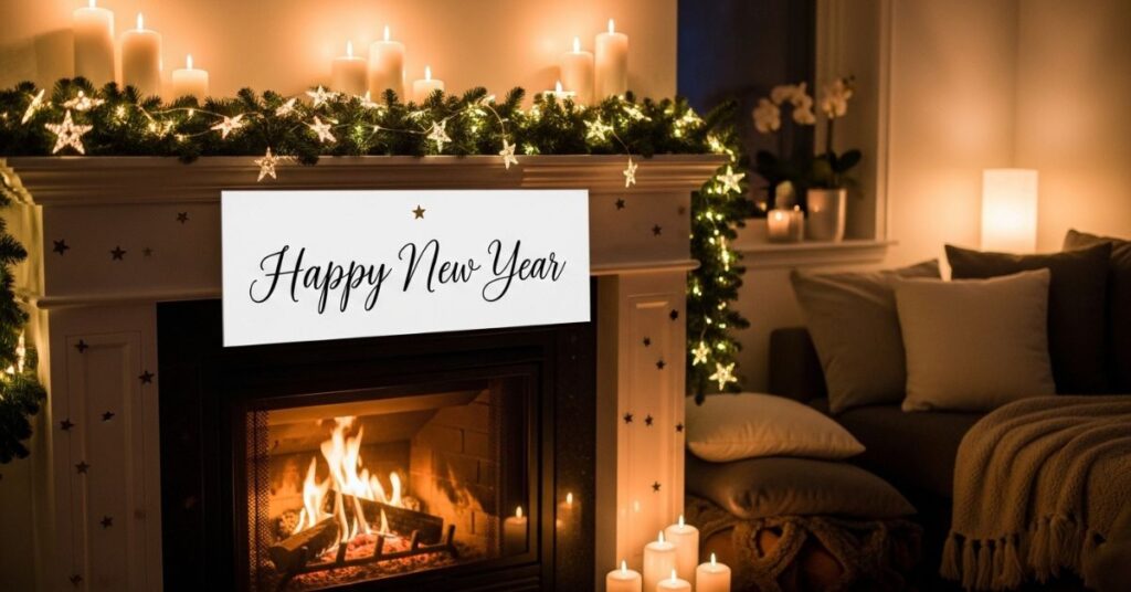 ozy New Year Fireplace Mantel Styling