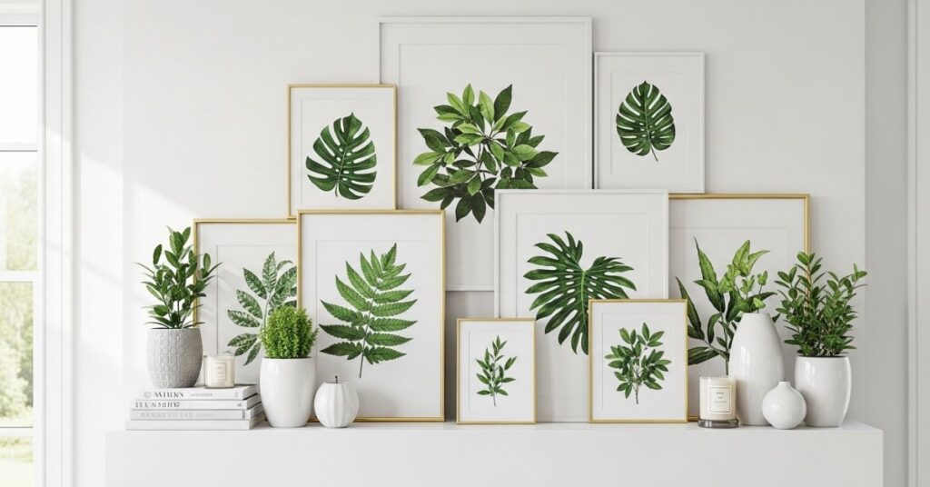 DIY Botanical Art Gallery Mantel