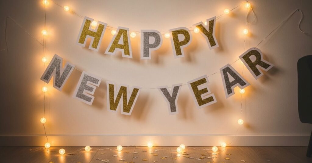 DIY Glitter “Happy New Year” Wall Banner