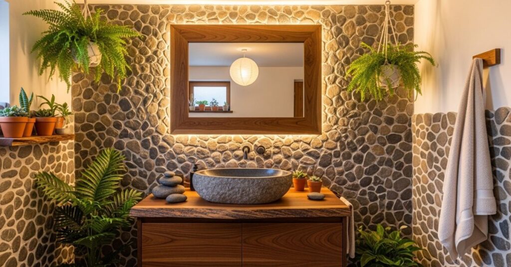 Earthy Neutral Bathroom with Stone Elements