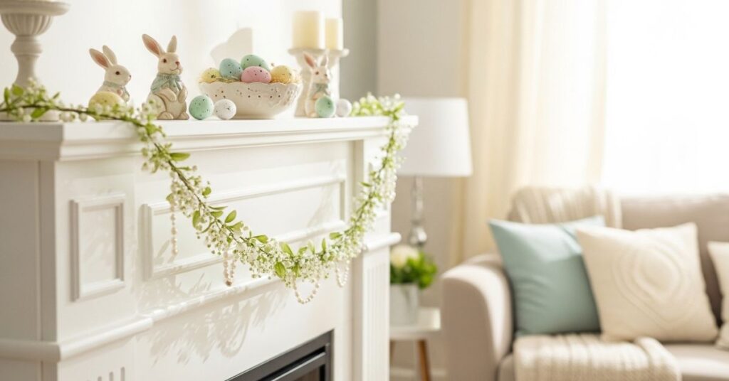 Easter Themed DIY Spring Fireplace Mantel Decor