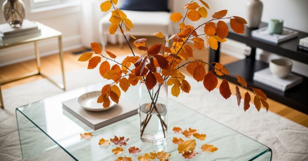Elegant Glass Vase with Autumn Branches