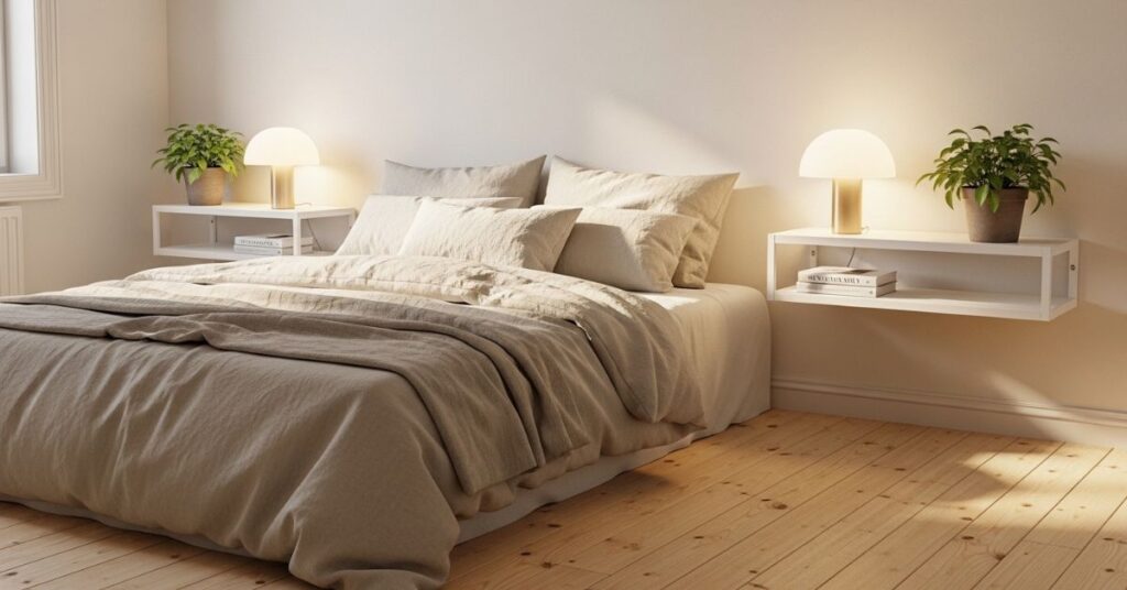 Floating Nightstands Using IKEA Ekby Shelves