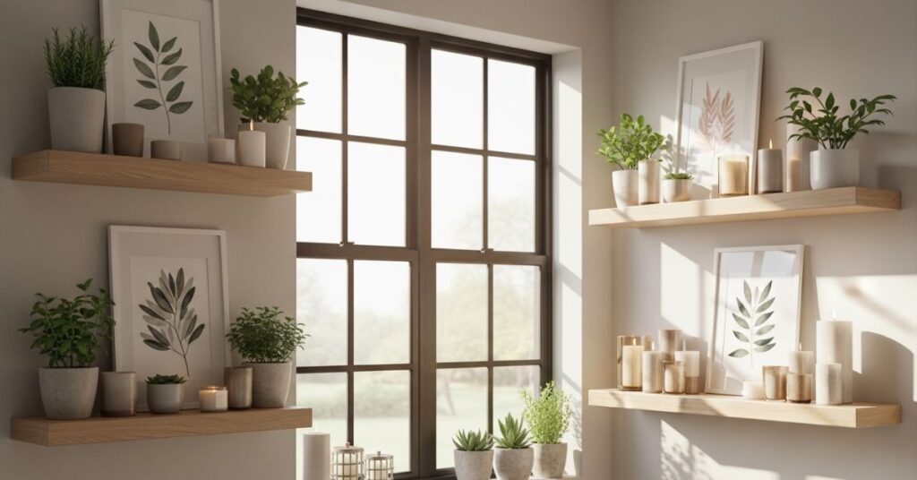 Floating Shelf Window Frame Treatment