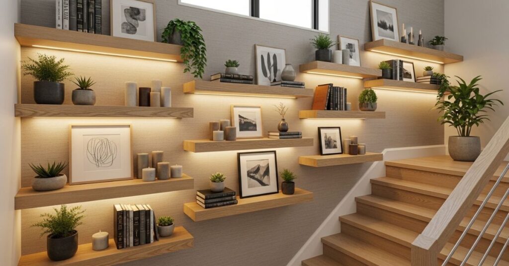 Floating Shelves with Decor Accents