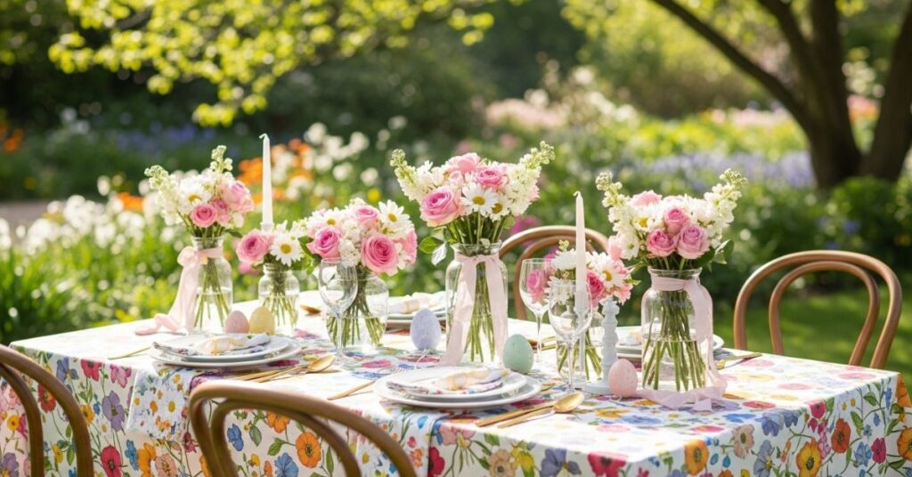 Floral-Themed Garden Table Setup