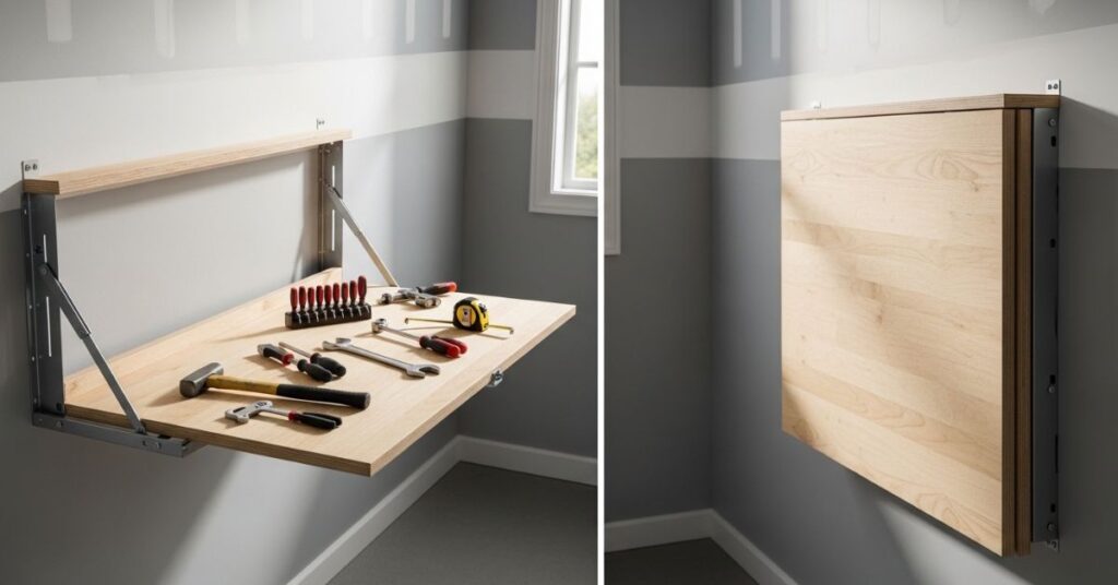 Fold-Down Wall-Mounted DIY Workbench