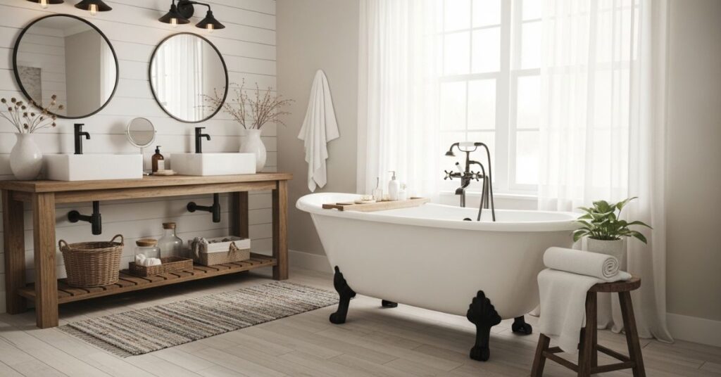 Freestanding Clawfoot Tub Centerpiece