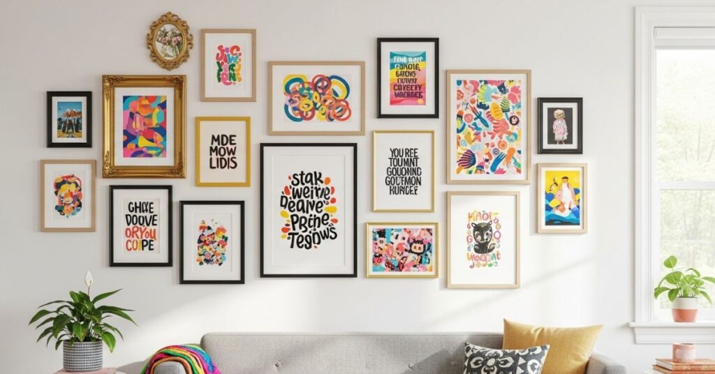 Funky Gallery Wall with Mixed Frames and Prints