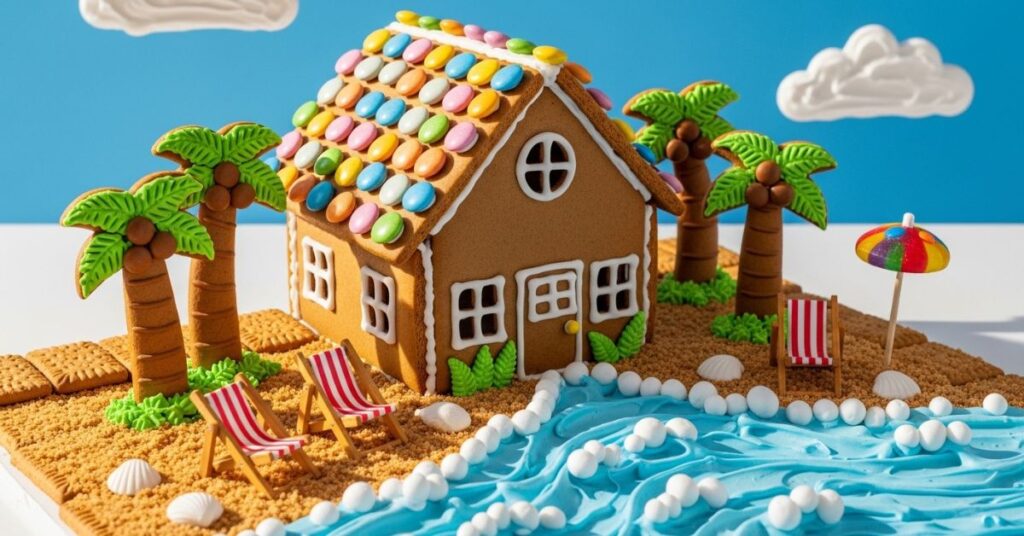 Gingerbread Beach House Tropical Theme