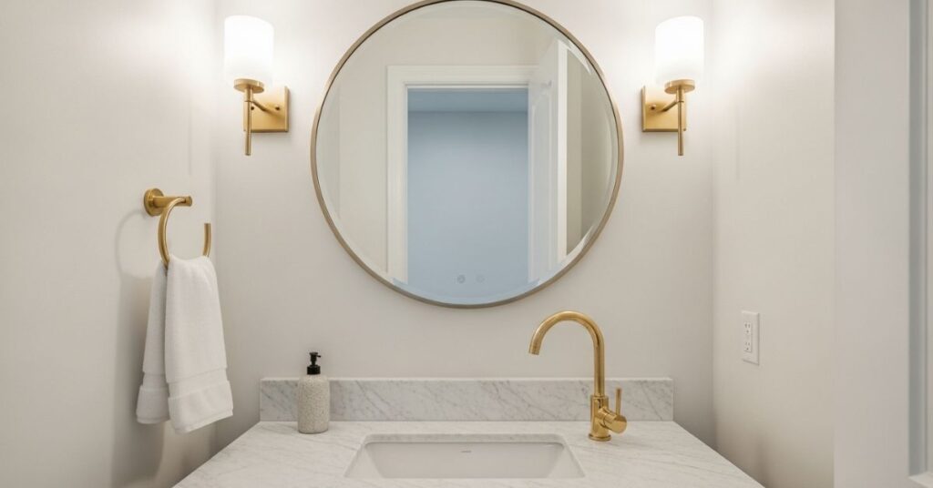 Gold and Brass Fixture Powder Rooms