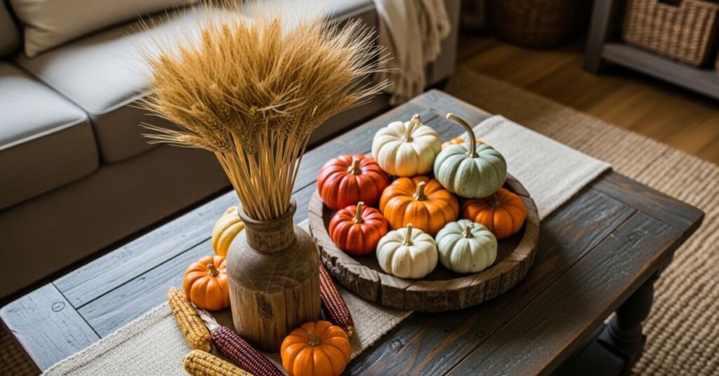 Harvest-Inspired Corn and Wheat Display
