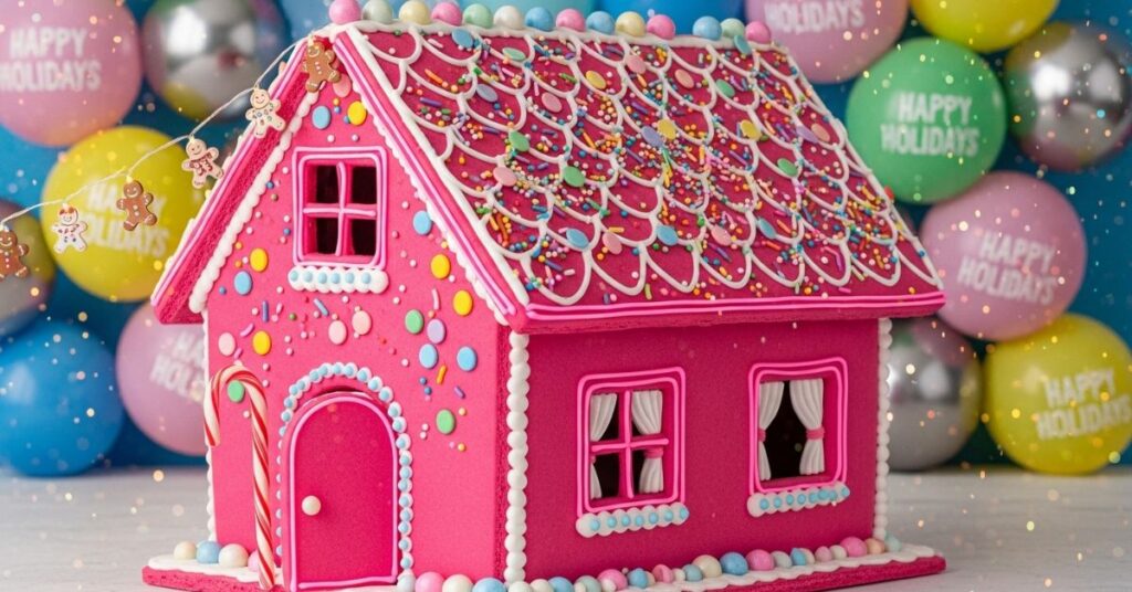 Hot Pink Party Gingerbread House