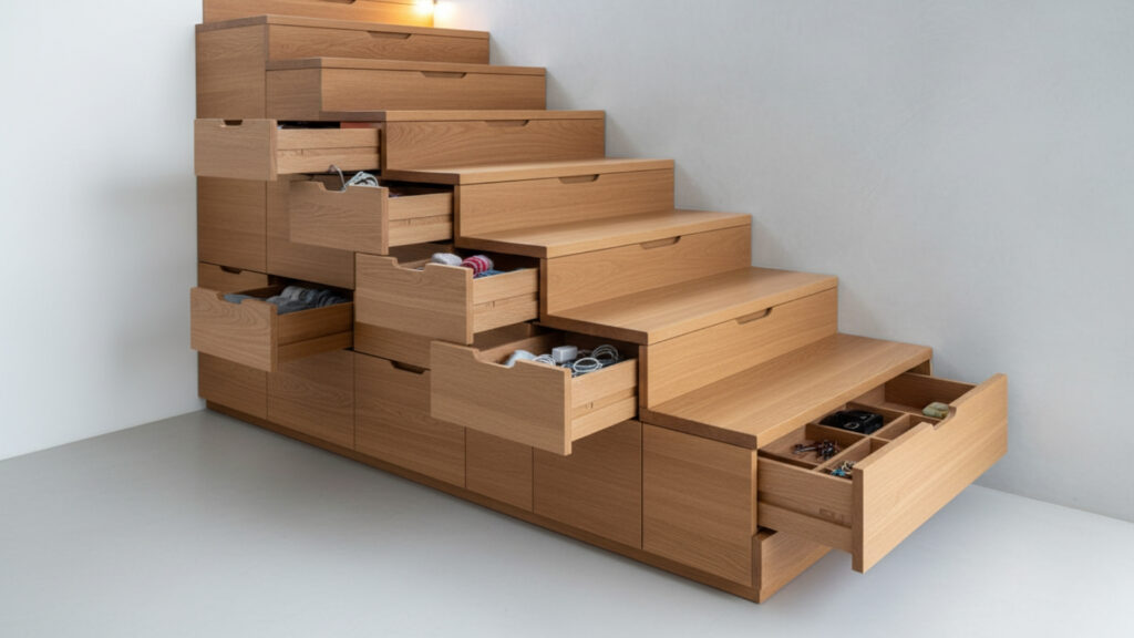 Incorporate Pull-Out Drawers Under Steps
