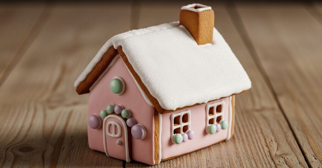 Minimalist Blush Pink Gingerbread Cottage