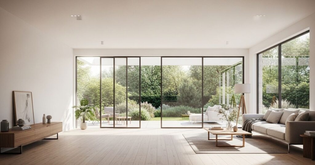 Minimalist Frameless Glass Sliding Doors