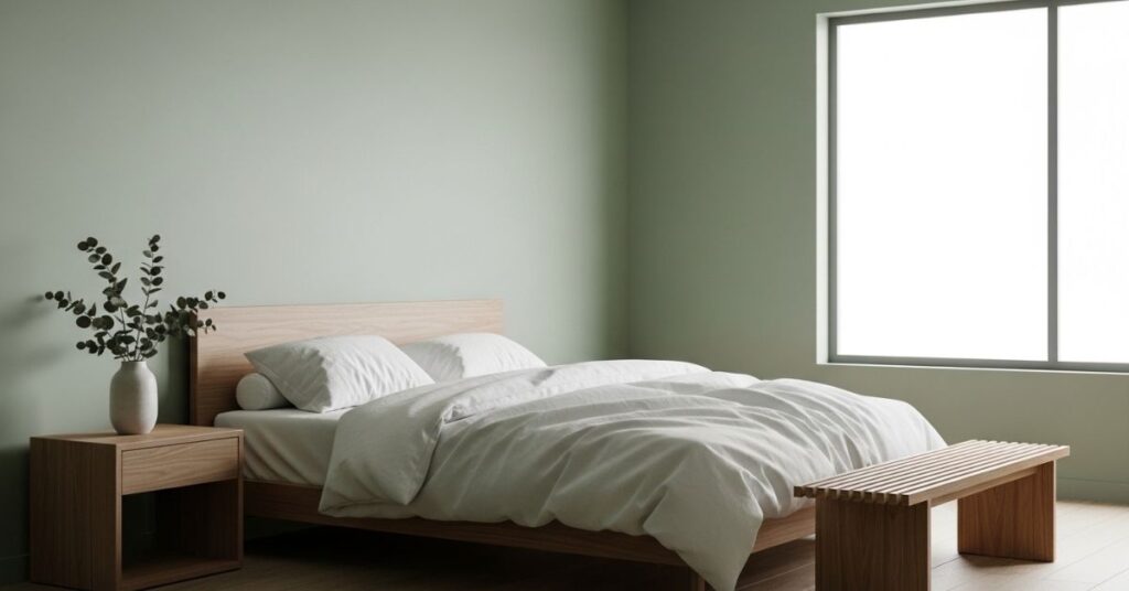 Minimalist Sage Green Bedroom with Clean Lines