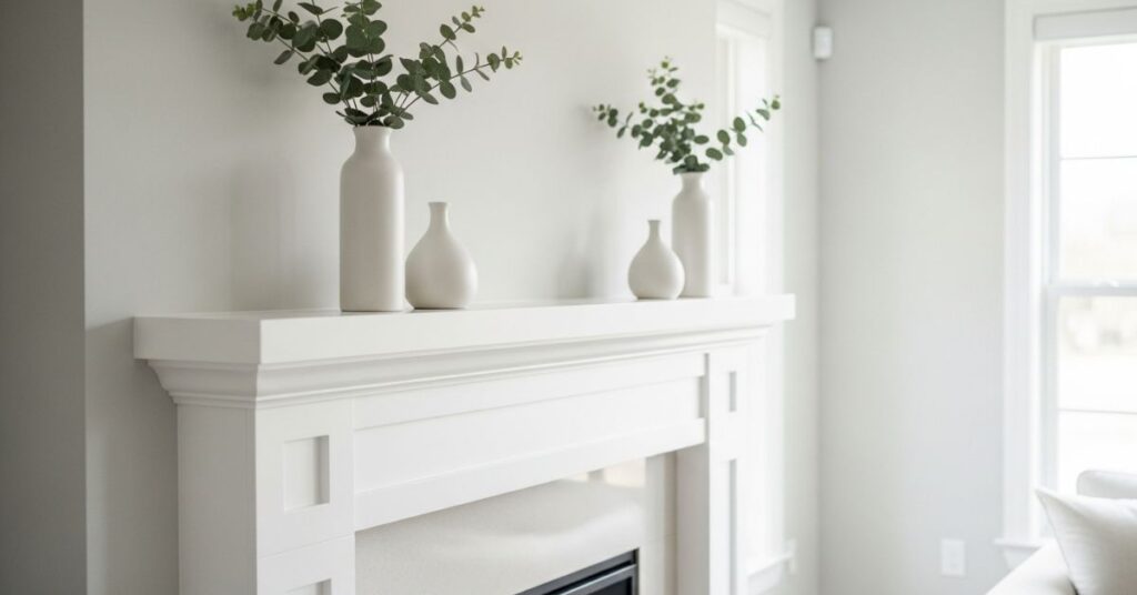 Minimalist Spring Mantel with White & Green Palette