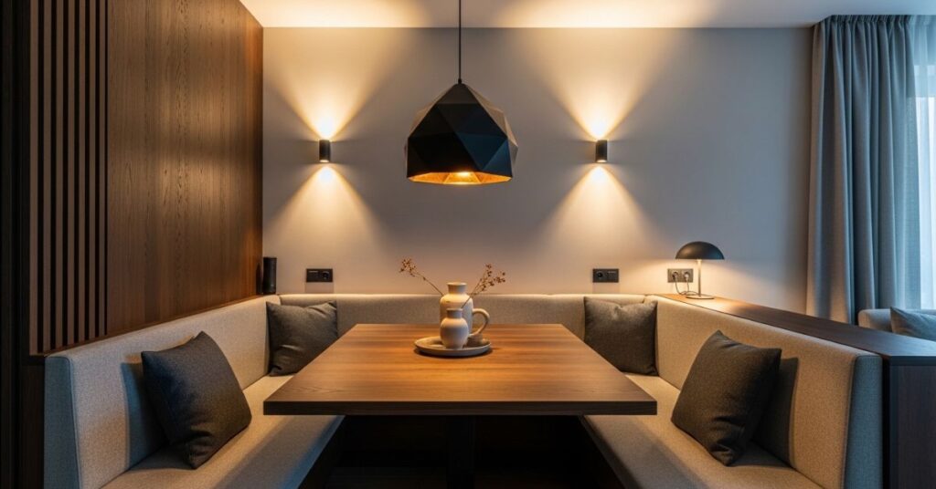 Modern Cozy Nook with Statement Lighting