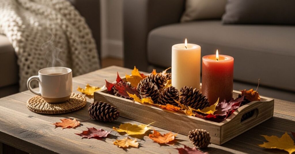 Natural Elements with Pinecones and Leaves