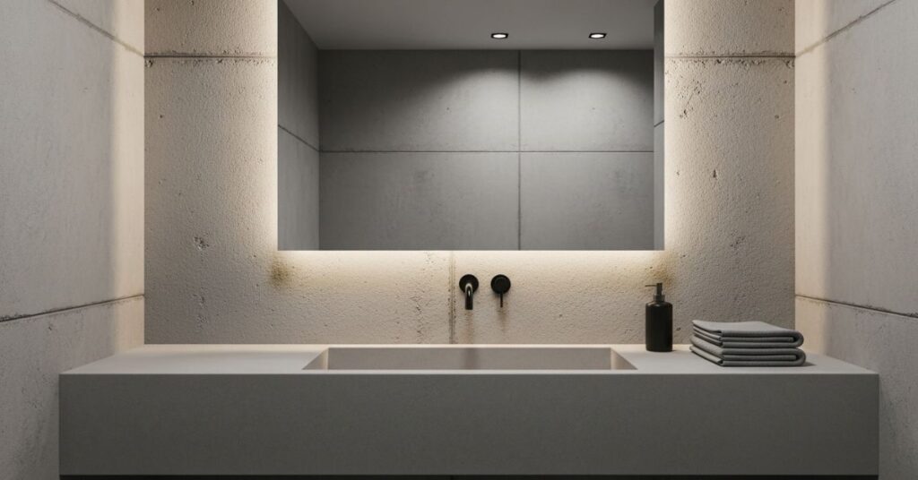 Neutral Bathroom with Concrete Finishes