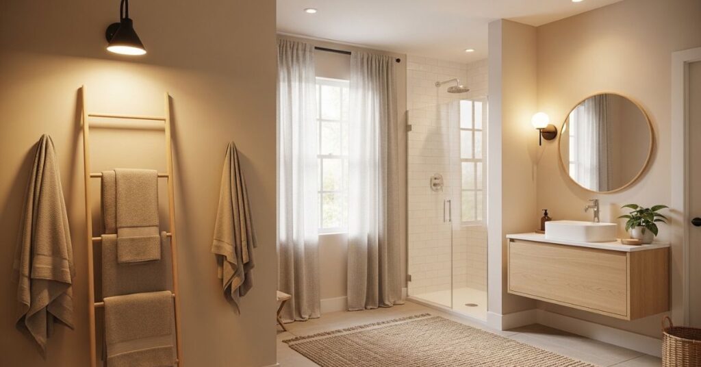 Neutral Bathroom with Soft Linen Textures