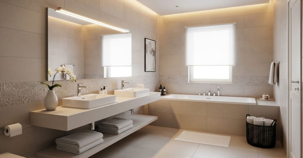 Neutral Bathroom with Textured Tiles