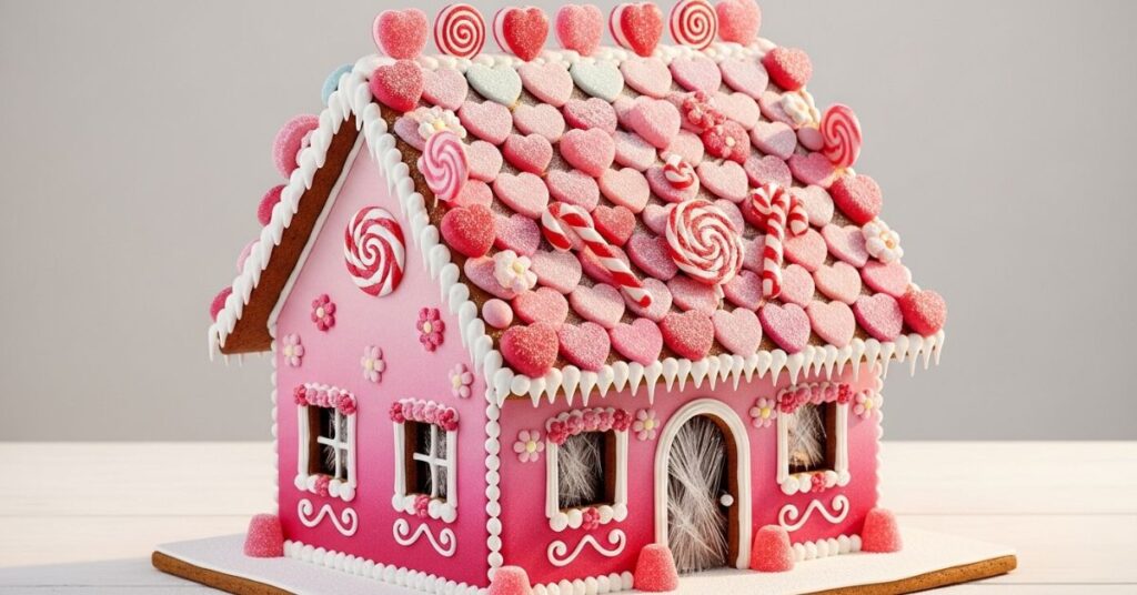 Ombre Pink Gingerbread House Design