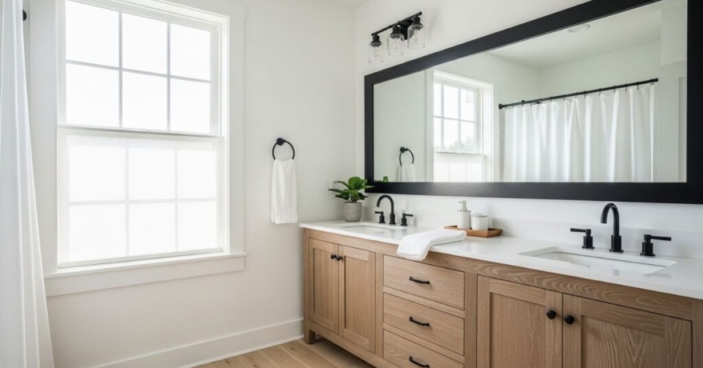 Oversized Black Frame Mirror Statement