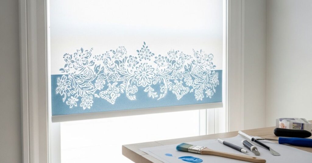 Painted Roller Shades with Stenciled Patterns
