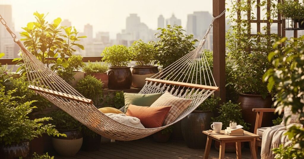 Rooftop Garden With Hammock Corner