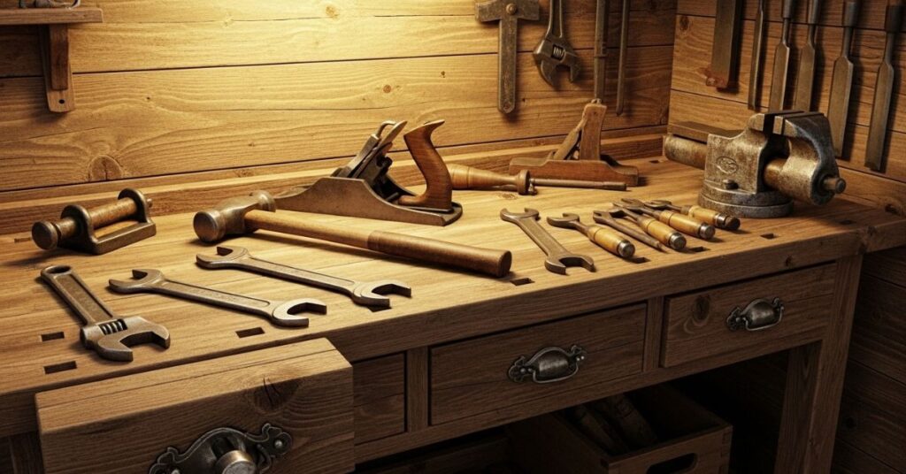 Rustic Farmhouse Style DIY Workbench