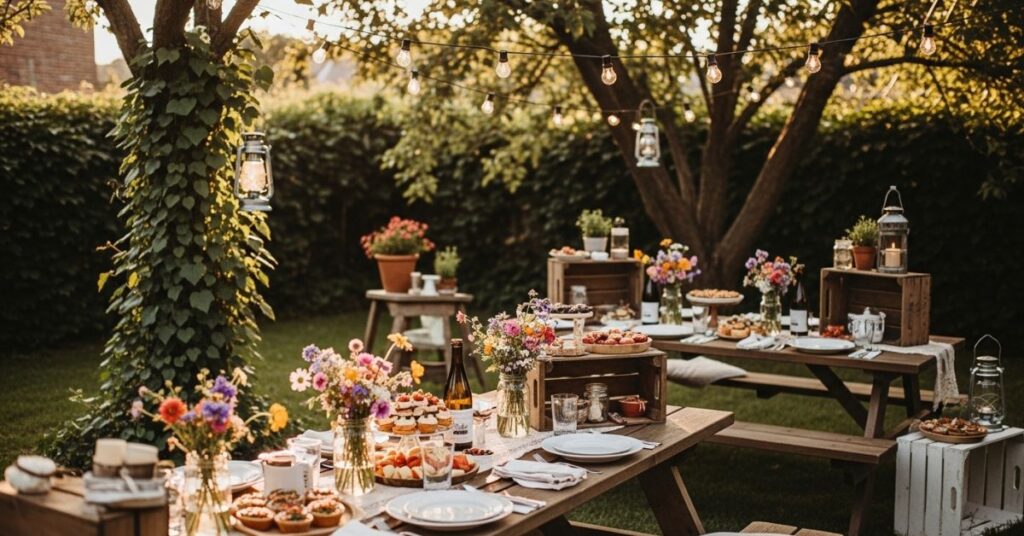 Rustic Wooden Garden Party Decor