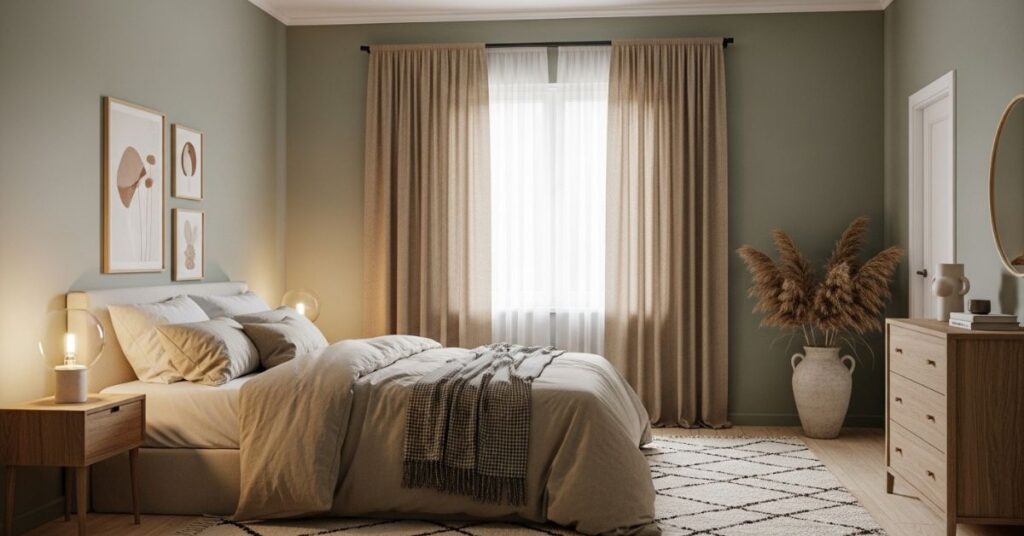 Sage Green and Beige Neutral Bedroom Palette