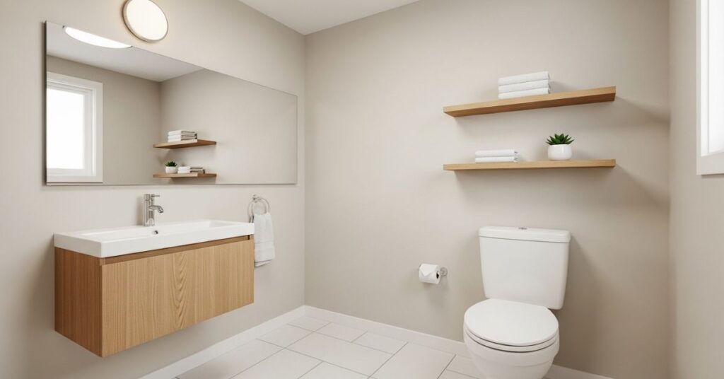 Small Neutral Bathroom with Space-Saving Design