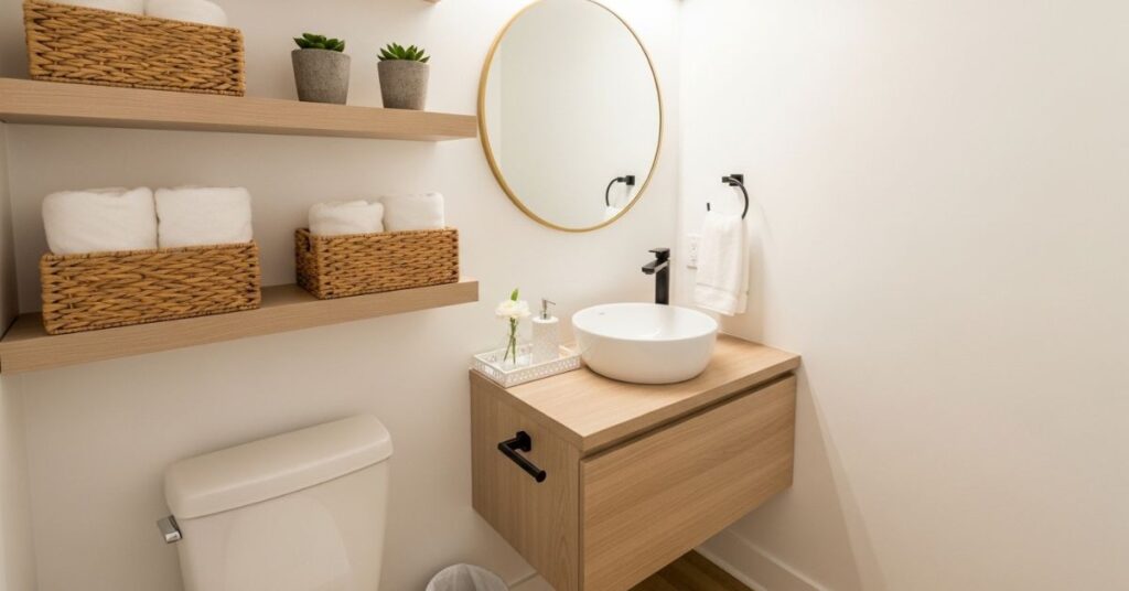 Small Powder Room Storage Styling