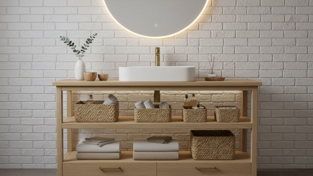 Vanity Designs with Open Shelving for Easy Access