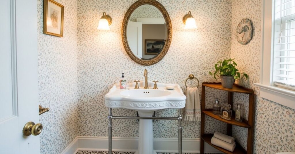 Vintage-Inspired Powder Room Style