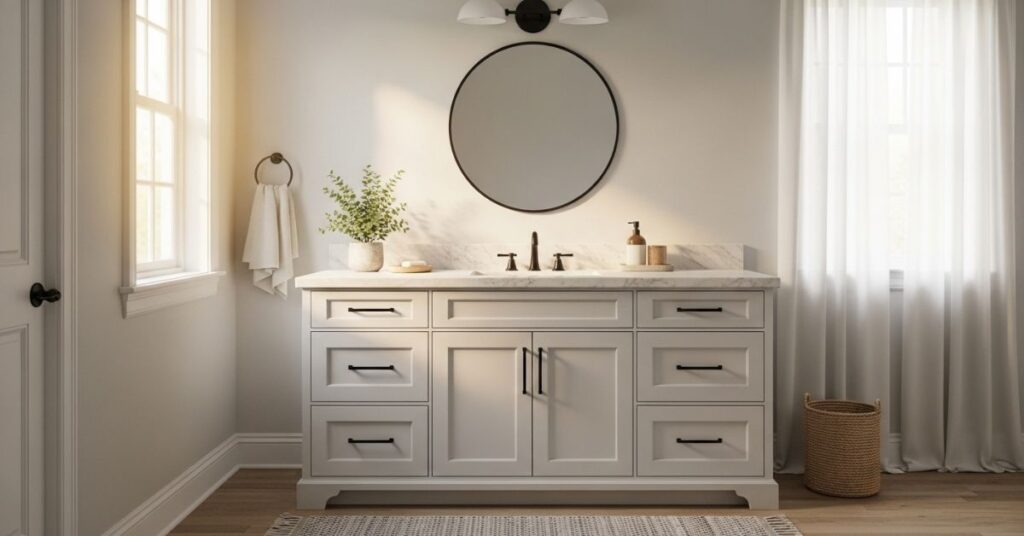 White Shaker Vanity with Modern Touches