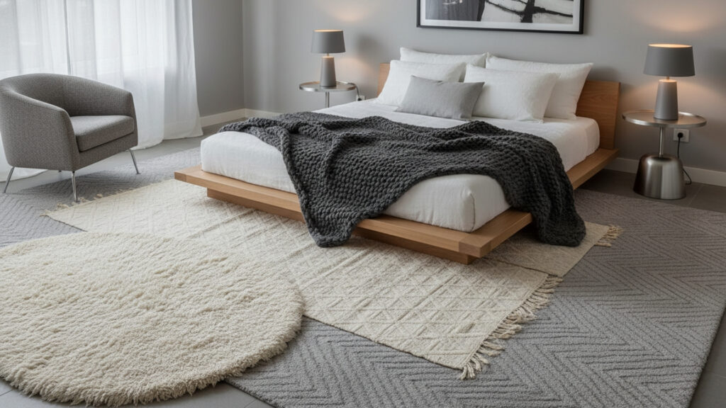 Area Rugs in Gray or White to Anchor the Room and Add Texture
